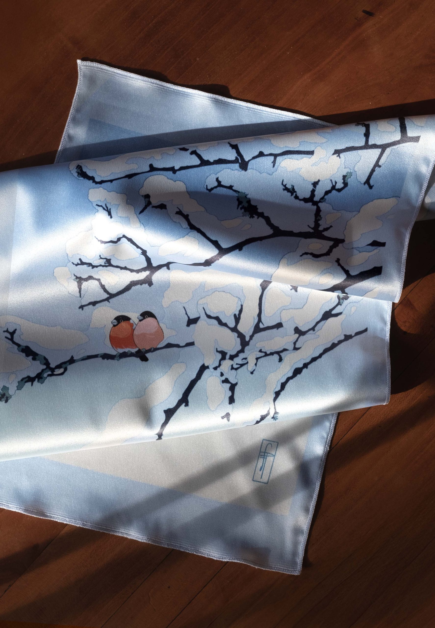 tenture murale soie illustration hiver amour